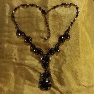 Black and silver beads and gems necklace